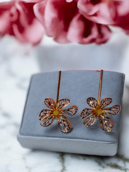 Fancy Lightweight Floral Design Stud Earrings – For Women & Girls