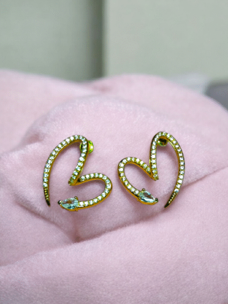 Chic Heart-Shaped Hoop Earrings with AD Stones for Women & Girls